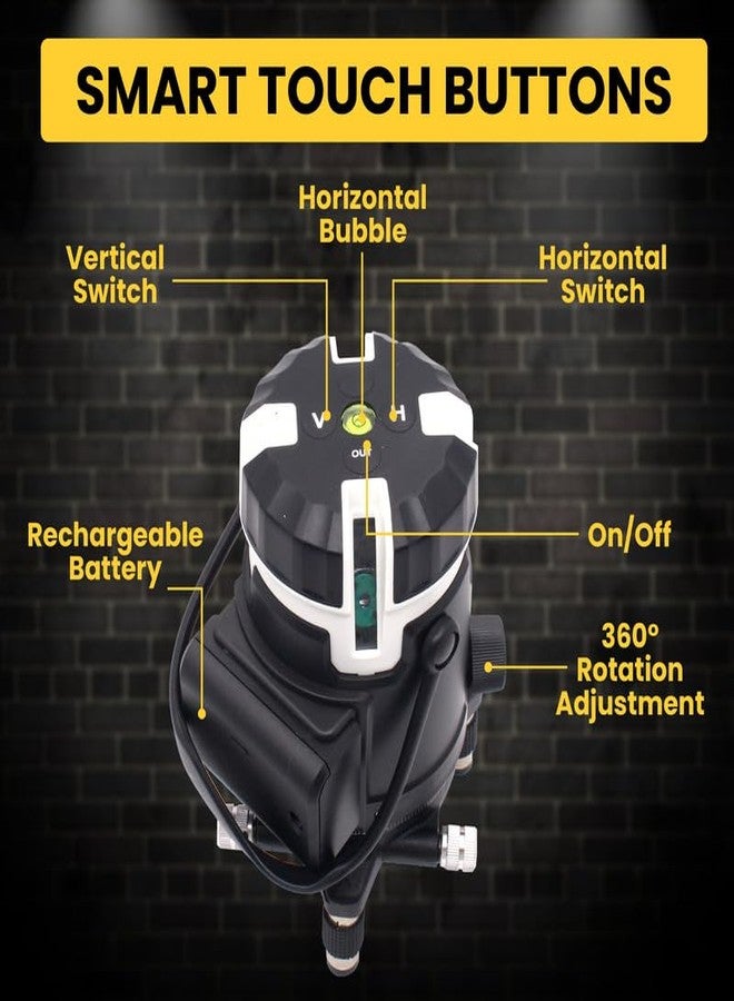 TOMAHAWK® TLL-S -05 60° Green Laser Level, Self-Levelling, IP54 Dustproof, ±1 mm Accuracy With Rechargeable Batteries, Ideal for Construction and Indoor Use - Image 2